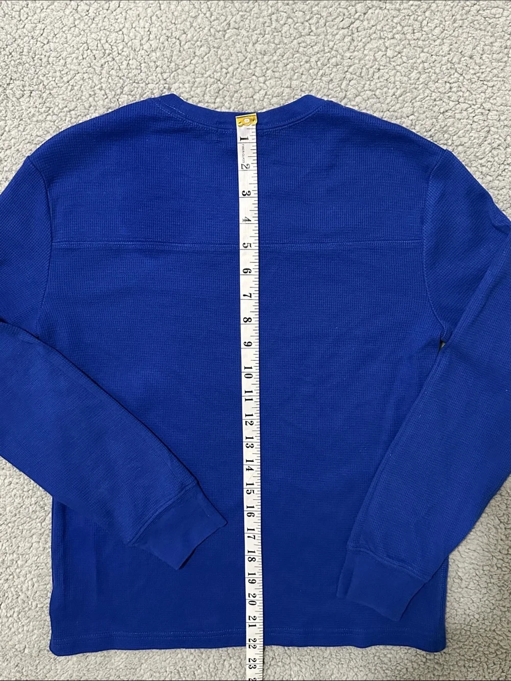 Polo Ralph Lauren Boys Blue Waffle Knit Long Sleeve Shirt Size L 14-16